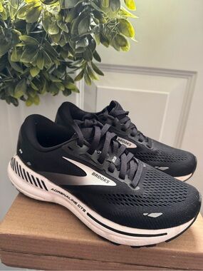 Brooks Women’s Adrenaline GTS 23 Running Shoes — Black with White Accents